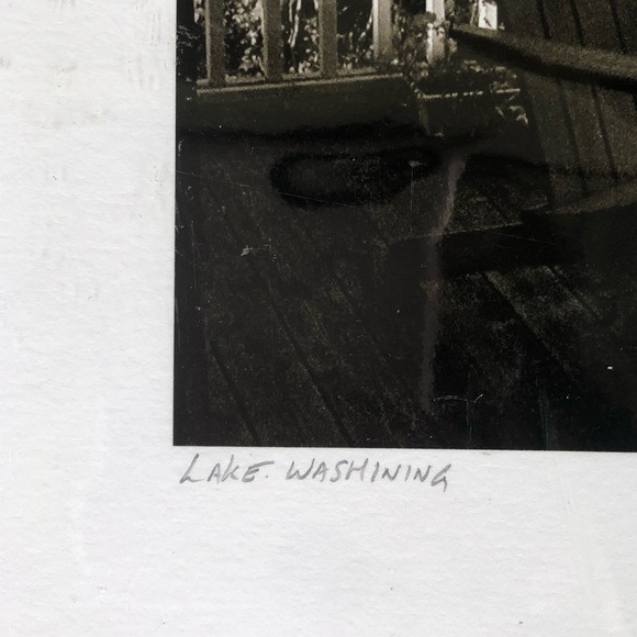 Black & White Vintage Photograph of Deck Overlooking Lake Washining by T. Weldon - Picture 3 of 4